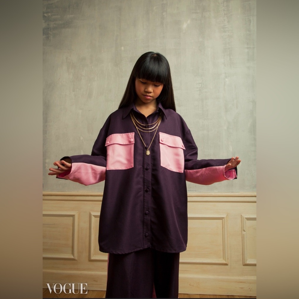 ASOS Oversized Shacket BiColor Pink and Burgandy Shirt Size 2
